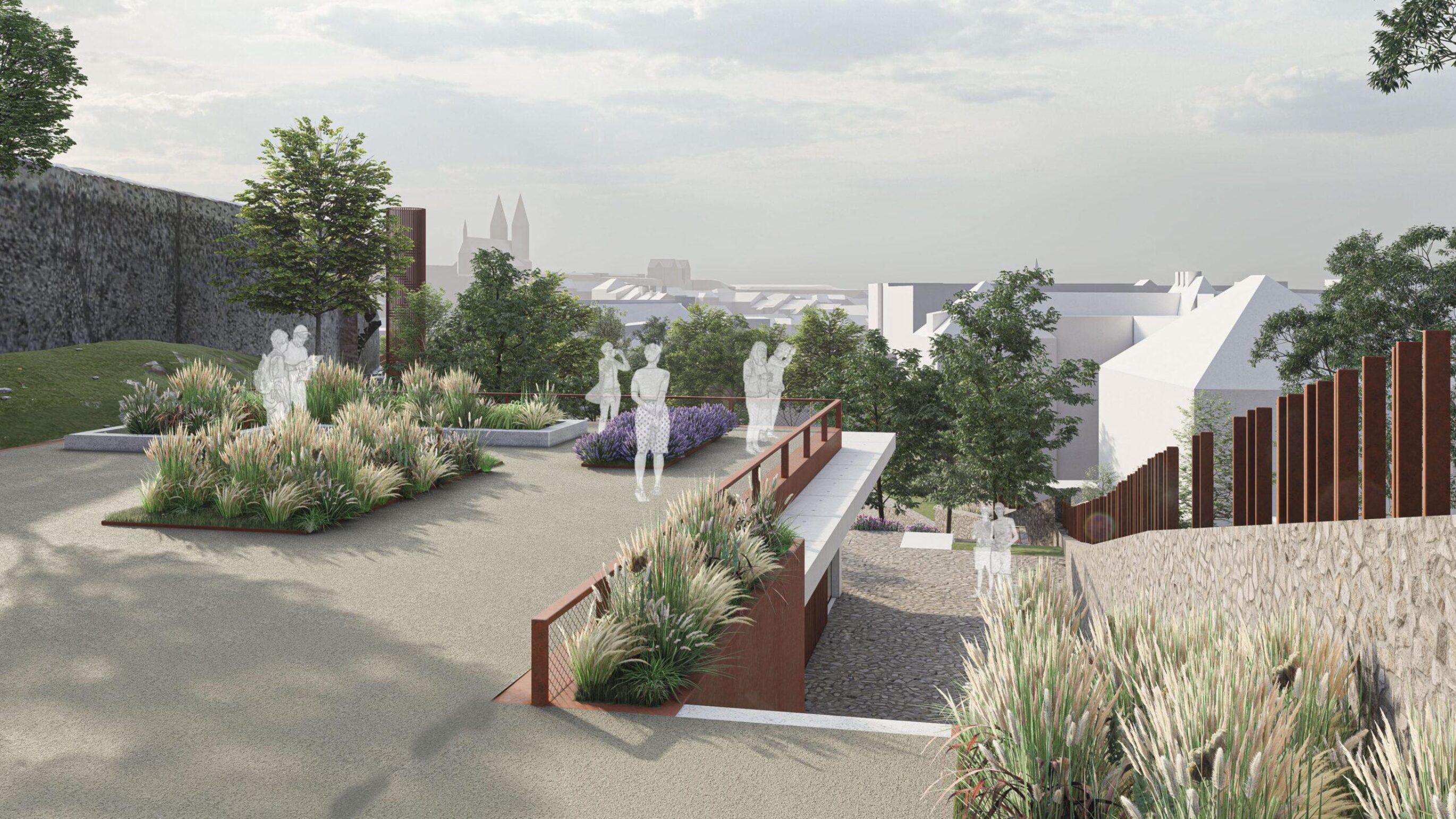 Architectural visualisation of the Horska Street park revitalisation