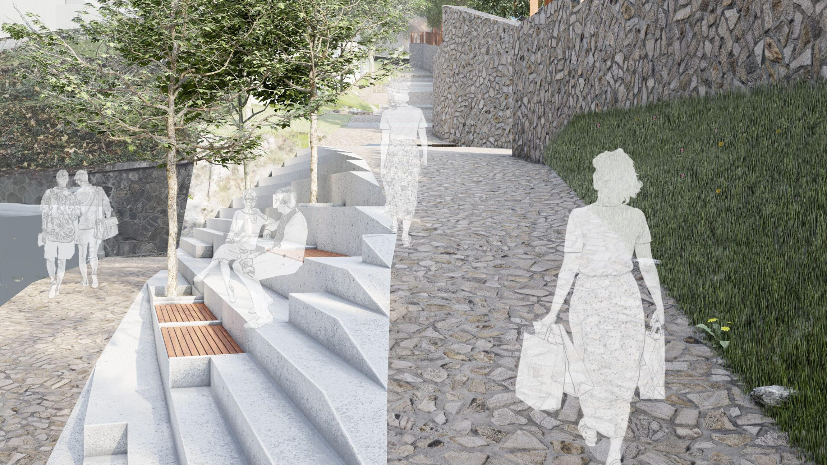 Park revitalisation view with landscape and public space