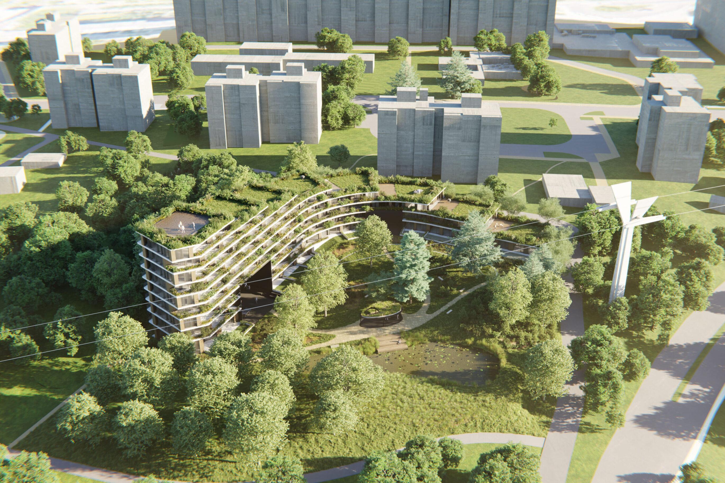 Troja Views residential public space visualisation
